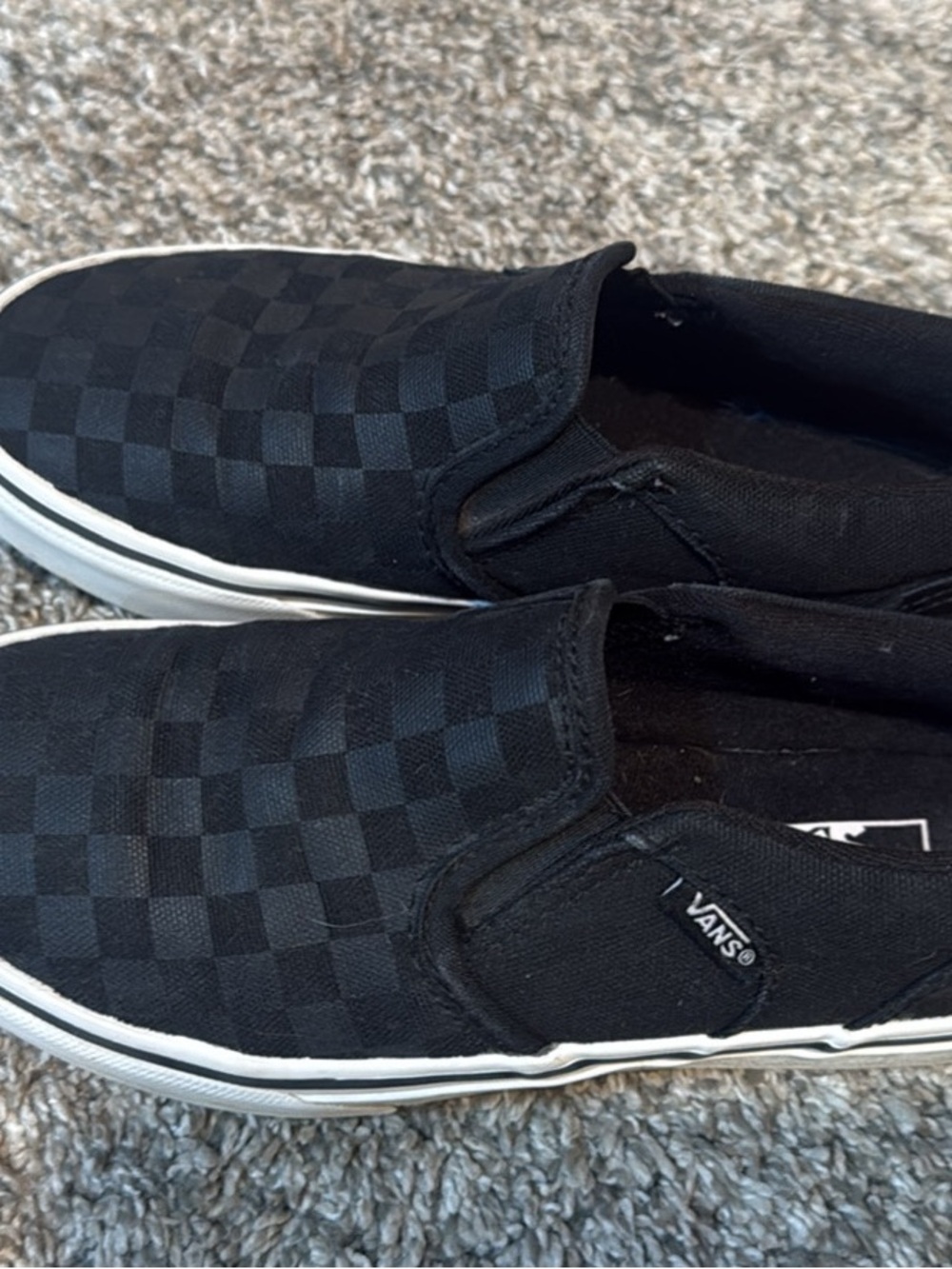 Vans Classic Slip-On Checkerboard Sneakers in Black